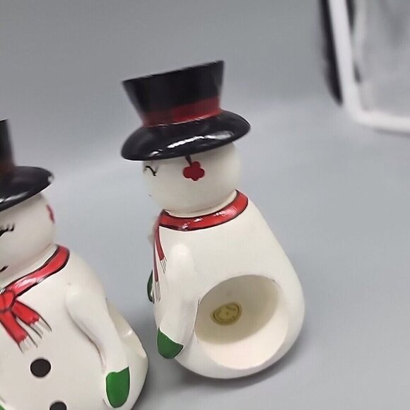 Vintage Wooden Snowman Napkin Holders Set Of 4 Philippines Christmas Cottagecore - Picture 3 of 7